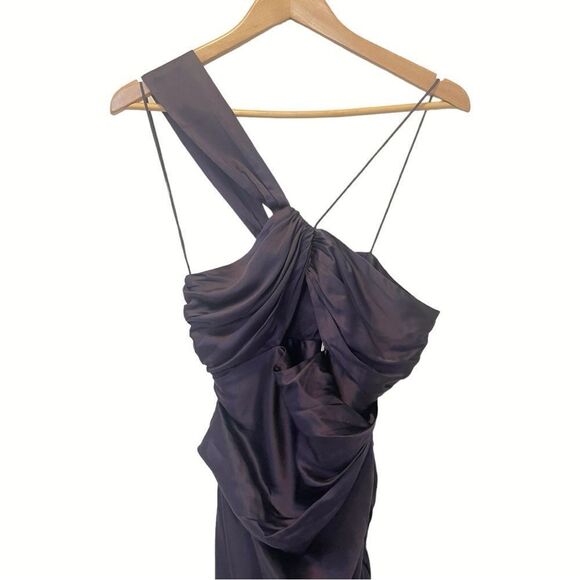 THE SEI Silk One-Shoulder Cut-Out Gown in Fig Color - Picture 9 of 15